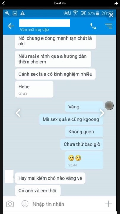 D&ograve;ng tin nhắn tố c&aacute;o vị đạo diễn gạ t&igrave;nh diễn vi&ecirc;n.&nbsp;