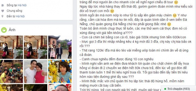 Chị Hiền thắc mắc trước th&aacute;i độ phục vụ của chủ qu&aacute;n lẫn l&aacute;i xe điện.