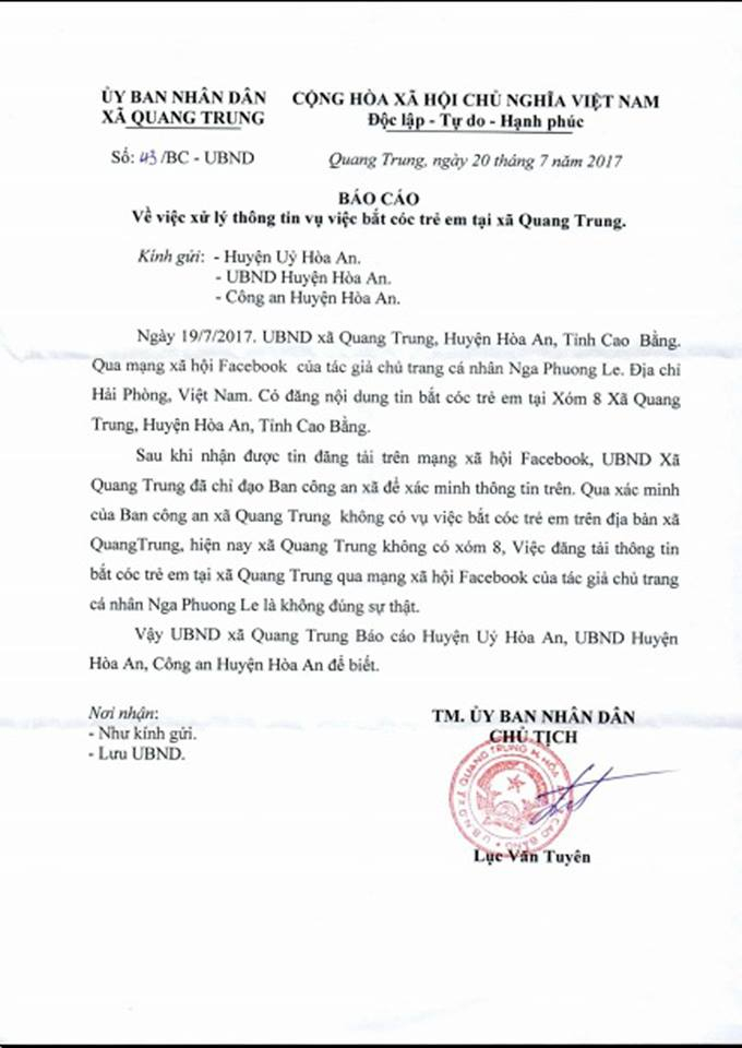 H&agrave;ng loạt trẻ bị bắt c&oacute;c, đ&aacute;nh đập ở Cao Bằng l&agrave; tin đồn kh&ocirc;ng c&oacute; thật.