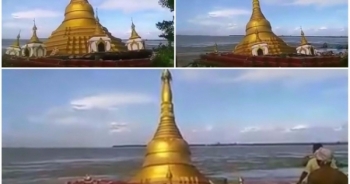 Lũ lớn “nuốt chửng” chùa vàng ở Myanmar