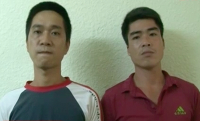 Nguyễn Văn Thức v&agrave; Trịnh Hồng Bi&ecirc;n tại cơ quan điều tra.