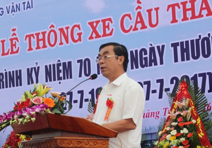 &Ocirc;ng Nguyễn Đức Ch&iacute;nh, Chủ tịch UBND tỉnh Quảng Trị nhấn mạnh, c&ocirc;ng tr&igrave;nh cầu Th&agrave;nh Cổ c&oacute; &yacute; nghĩa thiết thực, được x&acirc;y dựng ở v&ugrave;ng đất thi&ecirc;ng li&ecirc;ng Th&agrave;nh Cổ...