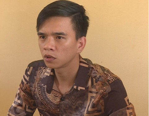 Đối tượng Minh tại cơ quan c&ocirc;ng an.