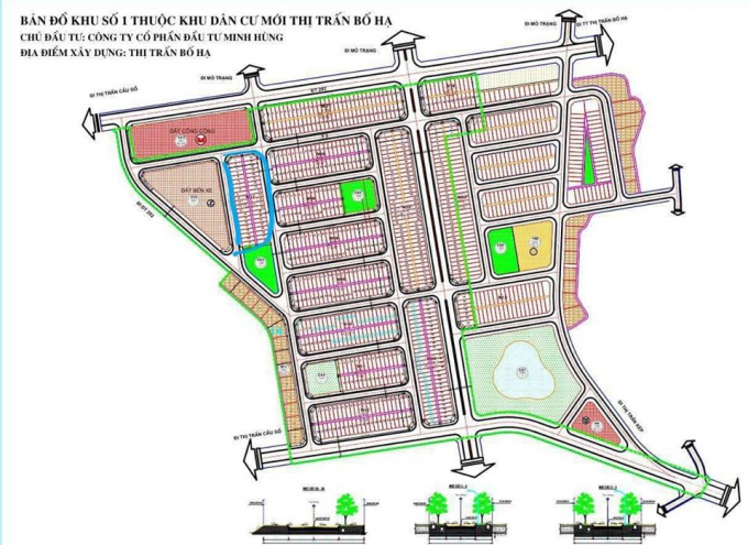 Bản đồ&nbsp;Dự &aacute;n Khu số 1 thuộc Khu d&acirc;n cư mới thị trấn Bố Hạ.