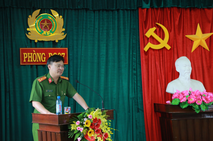 Thượng tá Nguy&ecirc;̃n Thanh Tu&acirc;́n &ndash; Phó giám đ&ocirc;́c C&ocirc;ng an tỉnh Thừa Thi&ecirc;n Huế ph&aacute;t biểu chỉ đạo tại buổi Lễ.