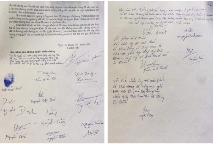 C&oacute; nhiều người d&acirc;n k&yacute; đơn x&aacute;c nhận đơn tr&igrave;nh b&agrave;y của &ocirc;ng Ph&uacute;c l&agrave; đ&uacute;ng v&agrave; x&aacute;c nhận &ocirc;ng Ph&uacute;c c&oacute; quyền lợi&nbsp; tr&ecirc;n c&aacute;c l&ocirc; đất như đơn tr&igrave;nh b&agrave;y...