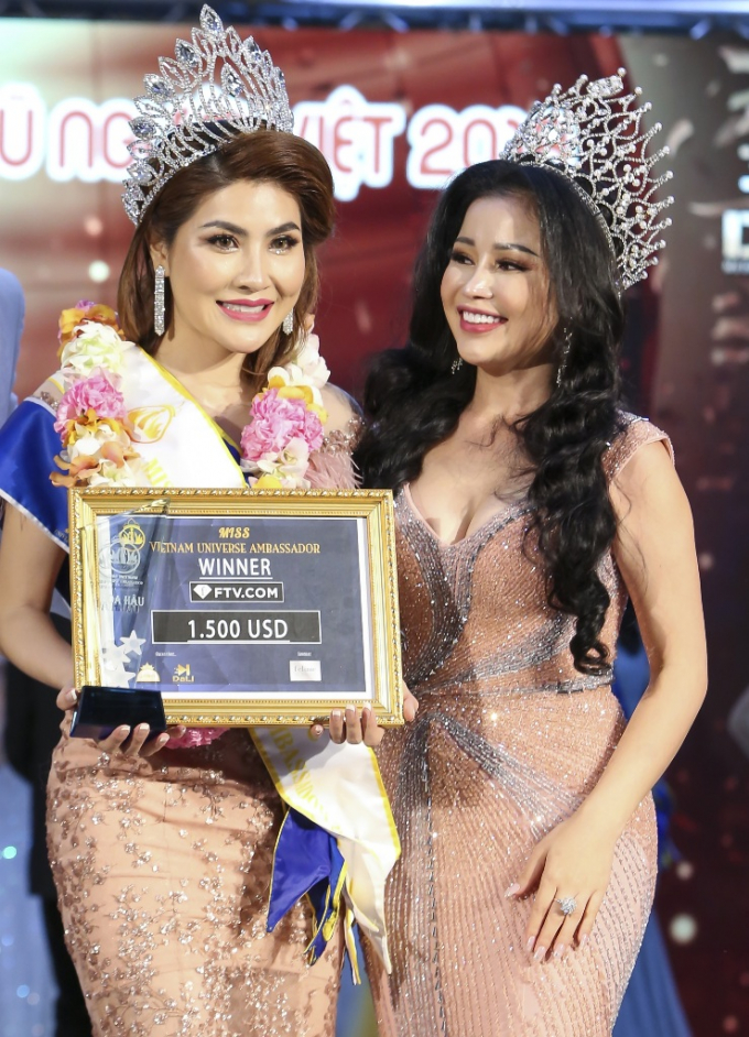 Hoa hậu Janny Thủy Trần v&agrave; T&acirc;n Hoa hậu Đại sứ Ho&agrave;n Vũ Người Việt 2018 Mai Thị Ngọc Hiệp