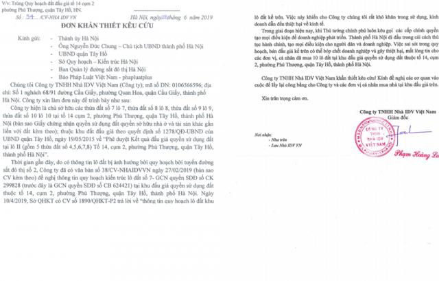 Lãnh đạo TP Hà Nội chỉ đạo xử lý việc sai sót trong quy hoạch, xảy ra tại quận Tây Hồ