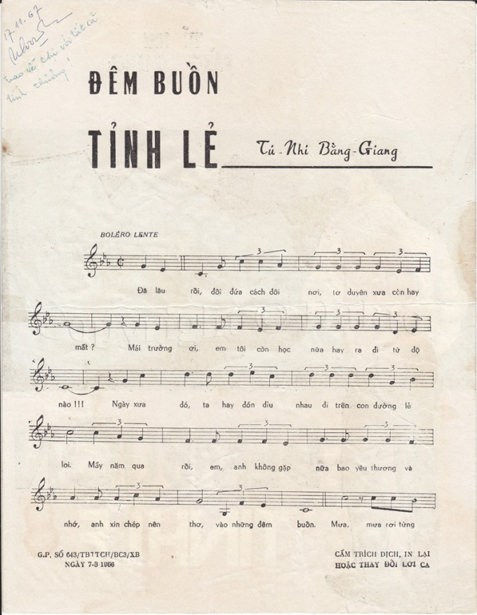 Lời bài hát “Đêm buồn tỉnh lẻ”