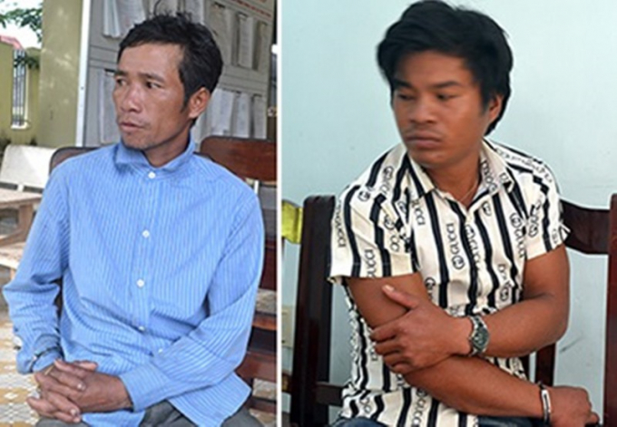 Phạm Văn Nghề (trái) và Phạm Văn Cua, Soi tại cơ quan điều tra.