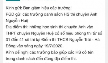 Gần 12h đêm, học sinh Hà Nội bỗng nhận được thông báo đổi địa điểm thi chuyên