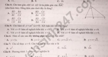 Đáp án đề thi vào lớp 10 tỉnh Yên Bái môn Toán năm 2020