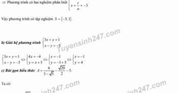 Đáp án đề thi vào lớp 10 môn Toán tỉnh Vũng Tàu năm 2020