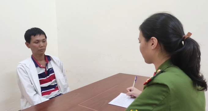 Đối tượng Hoàng Văn Linh tại cơ quan Công an