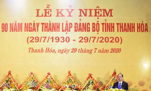 Bí thư tỉnh ủy Trịnh Văn Chiến phát biểu khai mạc lễ kỷ niệm