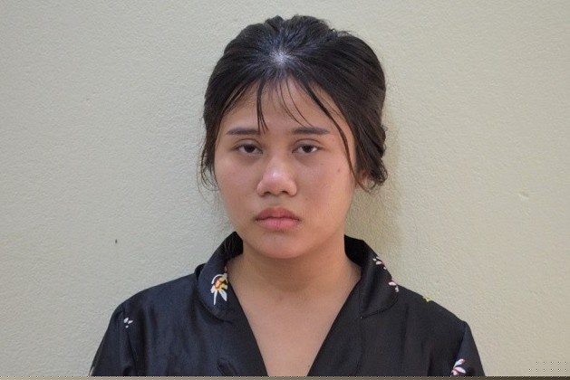 Bị can Nguyễn Thị Hoa tại cơ quan công an