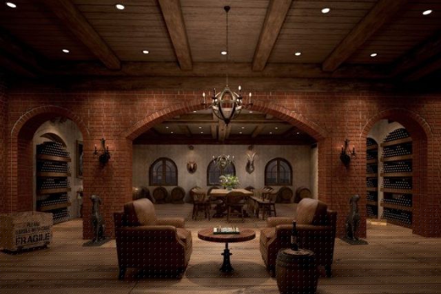 Nội thất 1 căn phòng bên trong tòa lâu đài.