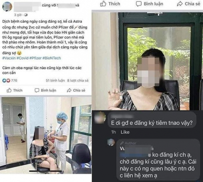 Hình ảnh cô gái khoe việc mình được tiêm vaccine Covid-19 nhờ
