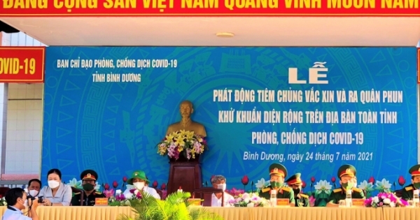 Bình Dương: Phát động Chiến dịch tiêm chủng vắc xin và phun khử khuẩn diện rộng