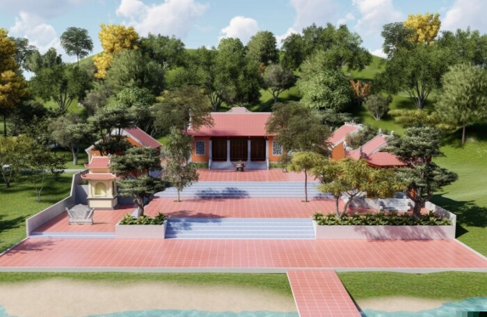 Phối cảnh đền thờ anh hùng liệt sỹ tại lòng hồ Kẻ Gỗ.Chứng tích bi tráng