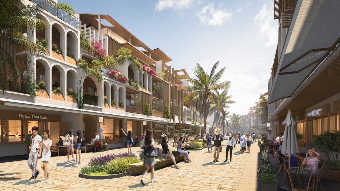 Những nh&agrave; phố thương mại tại Paradise Walk sẽ sử dụng những vật liệu th&acirc;n thiện với m&ocirc;i trường. Ảnh phối cảnh minh họa