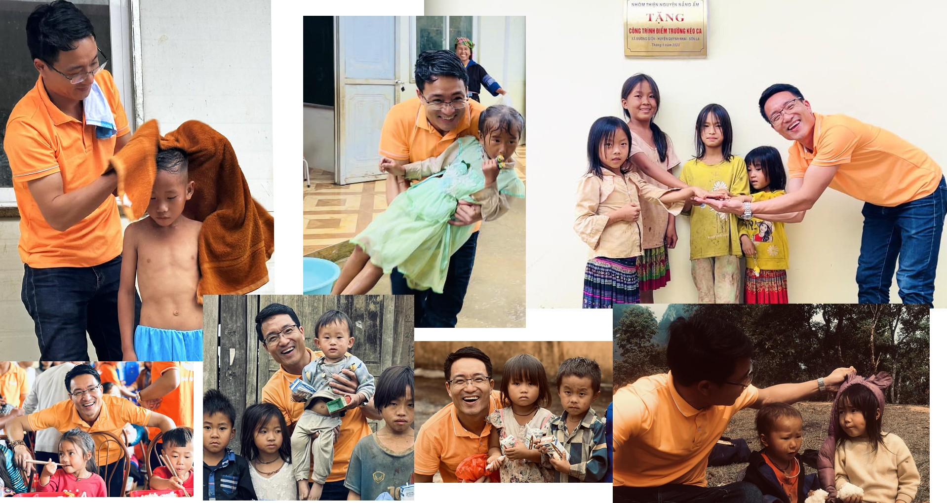 Thầy Quyết trong những chuyến c&ocirc;ng t&aacute;c đến với trẻ em ở v&ugrave;ng s&acirc;u v&ugrave;ng xa.