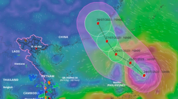 Siêu bão Doksuri hướng vào Biển Đông, Nam Bộ mưa dông