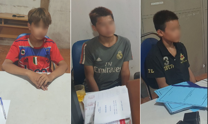 3 thiếu niên tại cơ quan công an (Ảnh: Công an Lai Châu).