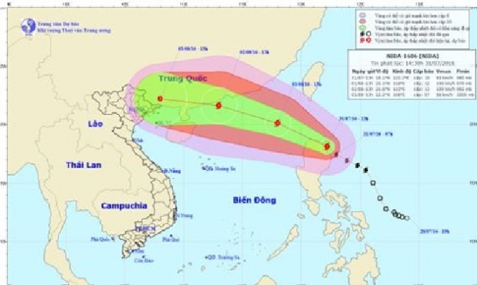 B&atilde;o số 2 đang di chuyển v&agrave;o đất liền ảnh hưởng trực tiếp đến Quảng Ninh.