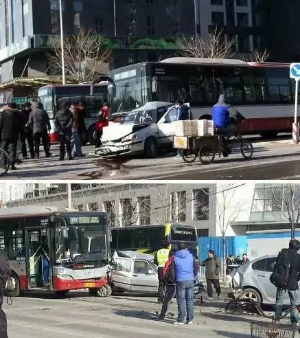 Hiện trường vụ tai nạn tại một giao lộ do dừng đ&egrave;n v&agrave;ng tại Bắc Kinh (Ảnh: BeijingCBDshequ/Sina Weibo.com)