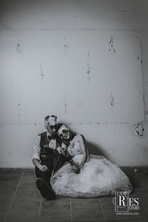 Rợn t&oacute;c g&aacute;y trước bộ ảnh cưới như phim kinh dị