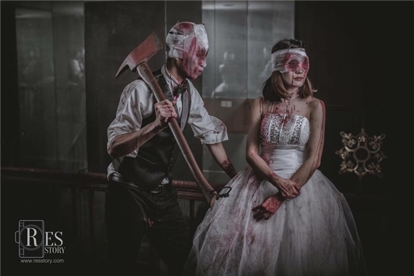 Rợn t&oacute;c g&aacute;y trước bộ ảnh cưới như phim kinh dị