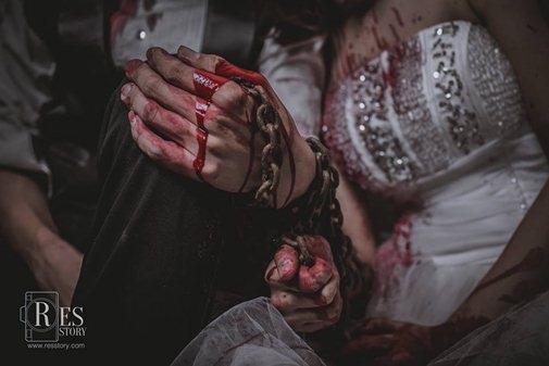 Rợn t&oacute;c g&aacute;y trước bộ ảnh cưới như phim kinh dị