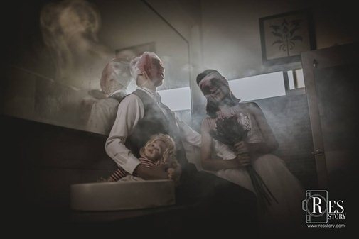 Rợn t&oacute;c g&aacute;y trước bộ ảnh cưới như phim kinh dị