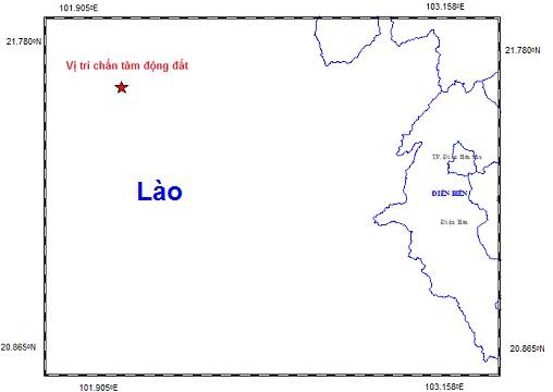 Vị tr&iacute; nơi tấm chấn của trận động đất khiến nhiều nh&agrave; cửa tại huyện Mường Nh&eacute; bị rung lắc mạnh.