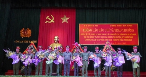 Bộ Công an gửi thư khen thưởng các đơn vị tham gia phá chuyên án tại Hà Nam