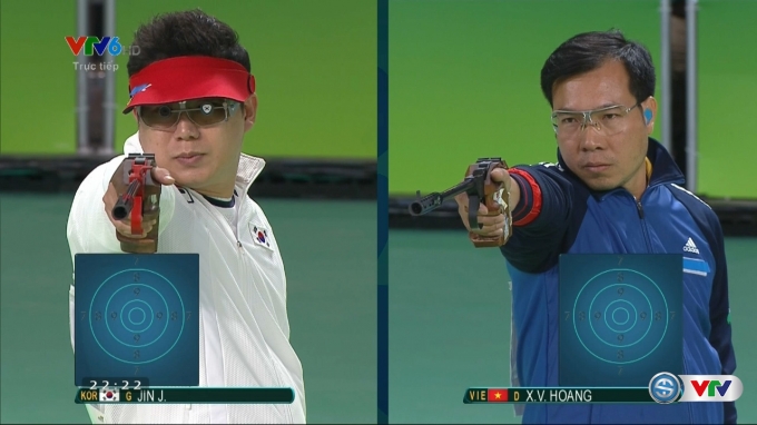 Vượt qua yếu tố t&acirc;m l&yacute;, xạ thủ Ho&agrave;ng Xu&acirc;n Vinh đ&atilde; xuất sắc gi&agrave;nh tấm HCB cho TTVN. Ảnh: VTV