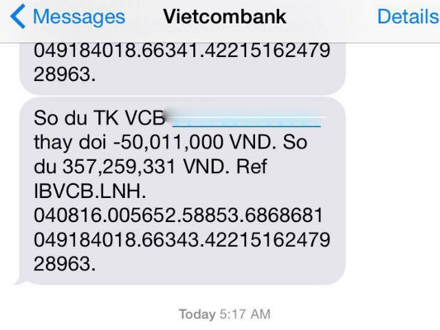 S&aacute;ng h&ocirc;m sau tỉnh dậy, chị Hương bỗng nhận được tin nhắn b&aacute;o số dư t&agrave;i khoản với số tiền bị chuyển đi l&agrave; 500 triệu đồng.