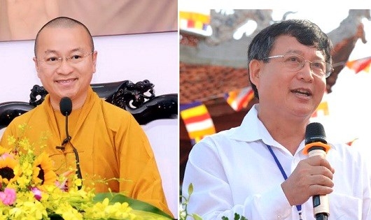 Thượng tọa Th&iacute;ch Nhật Từ (tr&aacute;i) v&agrave; Tiến sĩ B&ugrave;i Hữu Dược.