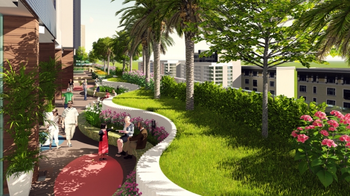 Kh&ocirc;ng gian sống xanh, an l&agrave;nh tại The Golden Palm.