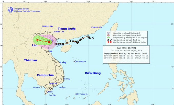 Dự b&aacute;o hướng di chuyển của v&ugrave;ng thấp. Ảnh: nchmf.gov.vn