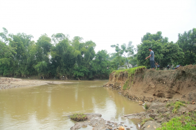 Mặc d&ugrave; khoảng c&aacute;ch từ suối l&ecirc;n kh&aacute; cao nhưng nhiều ruộng l&uacute;a của b&agrave; con ở x&atilde; Gia Ph&uacute; đ&atilde; bị c&aacute;t, sỏi nhấn ch&igrave;m.