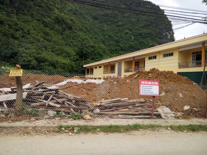 Khu đất sau khi cưỡng chế đ&atilde; được thi c&ocirc;ng, x&acirc;y dựng trụ sở Kho bạc Nh&agrave; nước huyện Quảng Uy&ecirc;n.