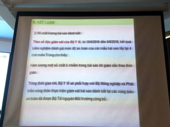 Kết luận về chất lượng hải sản đ&aacute;nh bắt.