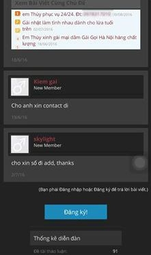 Trang web đưa số điện thoại chị Th. l&agrave; g&aacute;i gọi.