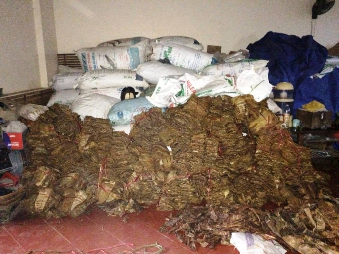 Hơn 2,6 tấn măng kh&ocirc; tẩm lưu huỳnh bị cơ quan điều tra thu giữ.