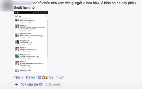 Một cộng đồng mạng đ&atilde; đăng tải th&ocirc;ng tin ngay tr&ecirc;n fanpage ch&iacute;nh thức của BTC Hoa hậu Việt Nam.