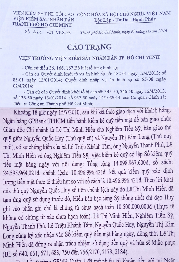 C&aacute;o trạng của VKS nh&acirc;n d&acirc;n TP HCM.