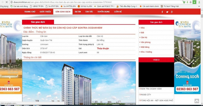 N&oacute;i l&agrave; chưa được ch&iacute;nh thức b&aacute;n nhưng c&ocirc;ng ty địa ốc đ&atilde; rao mở b&aacute;n tr&ecirc;n website c&ocirc;ng ty.