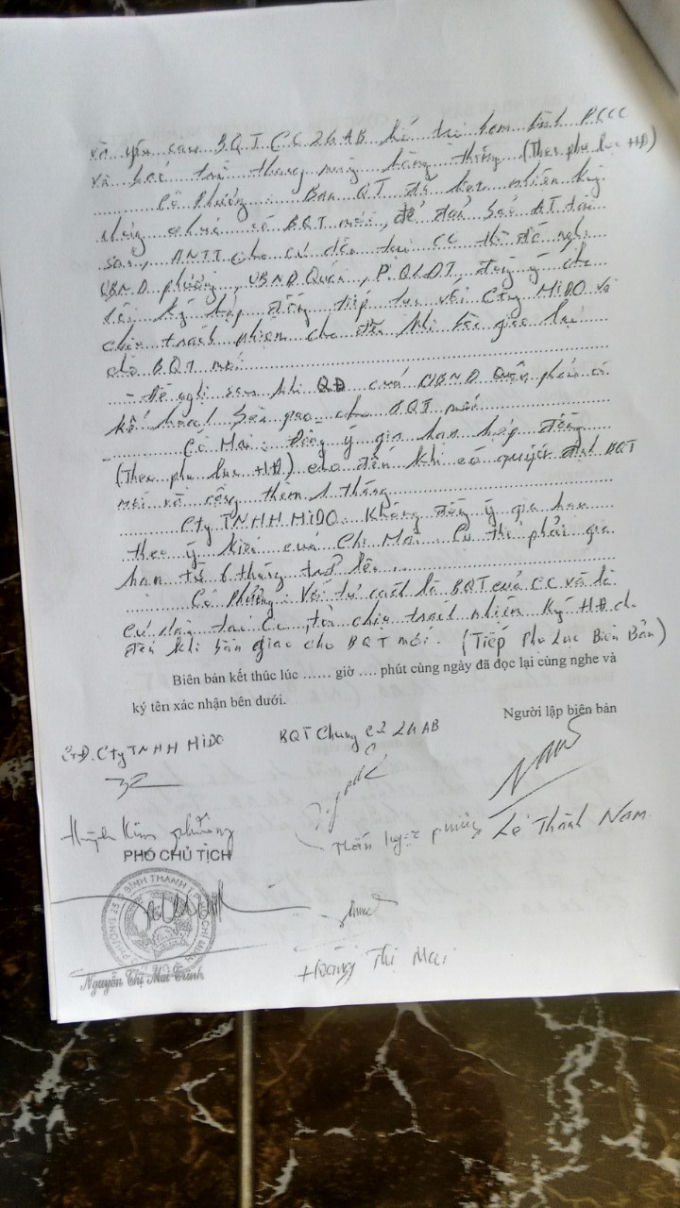Bi&ecirc;n bản l&agrave;m việc của C&ocirc;ng ty Mido v&agrave; BQT cũ ng&agrave;y 31/7/2017.